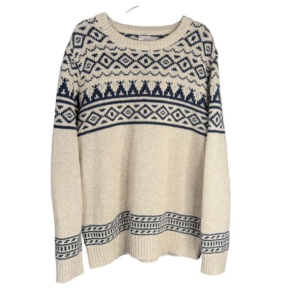 J.CREW WALLACE & BARNES Fair Isle Wool Mens Large Fishermans Gorpcore Sweater - Picture 1 of 8